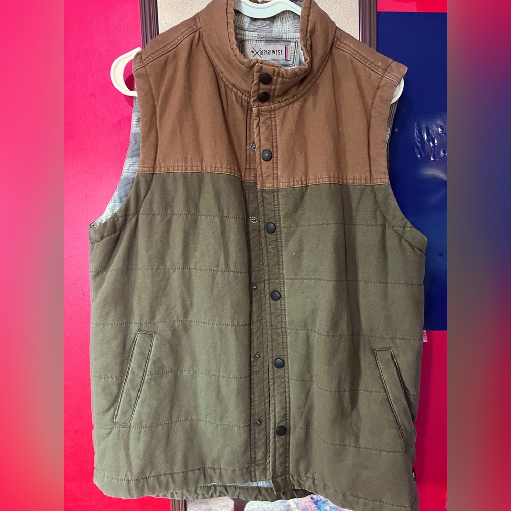 Depart West Vest tan and green